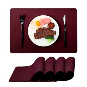 4 Pack Leather Placemats Wipeable Table Mat for Kitchen Dining Table Patio - Picture 1 of 7