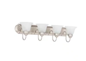 Volume 4-Light Brushed Nickel Bath Light with Glass Shades - Picture 1 of 6