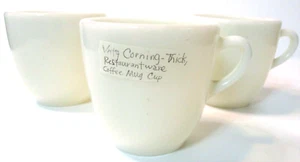 3 Corning Thick Resturantware Round White C Handle Coffee Mugs Cups Vintage - Picture 1 of 4