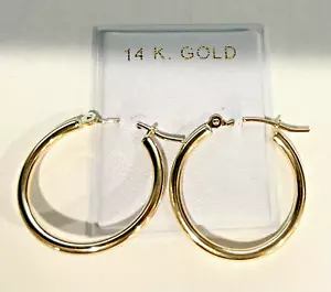 Brand New 14K Yellow Gold 7/8” mm Hoop Earrings - Picture 1 of 1