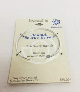 "Be kind be true be you" - Positivity Band Inspirational Bracelet Silver Plated - Picture 1 of 2