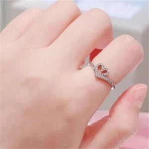 1.20 Ct Round Cut Lab-Created Diamond Heart Wedding Ring 14k White Gold Plated - Picture 1 of 4