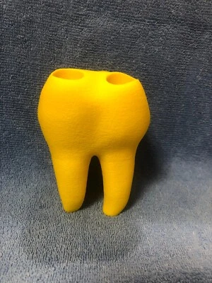 tooth toothbrush holder yellow for bathrooms 3d printed - Image 1 of 4