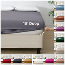 Full Fitted Sheet 16” Extra Deep Pocket Elastic Bed Sheets Twin Full King Queen