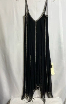 NOS Vintage 1990's Beaded Silk Asymmetrical Formal Dress by Cache Size 8 - Image 1 of 4