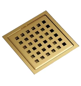 Vigo Square Shower Drain Grate 4 in. Brass Matte Brushed Gold Elan, VG07004MG - Picture 1 of 4