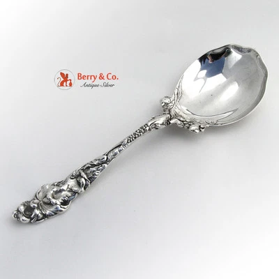 Les Six Fleurs Salad Serving Spoon Reed and Barton Sterling Silver 1901 Mono S - Image 1 of 4