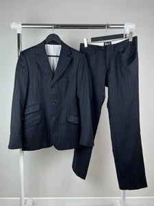 Dolce & Gabbana Suit Men's Striped Blue Italy Wool Vintage Size 46/32 - Picture 1 of 24