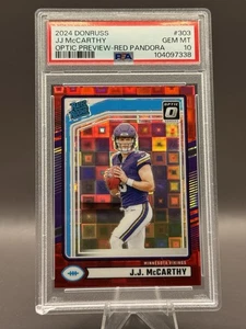 2024 PANINI DONRUSS OPTIC PREVIEW RED PANDORA #303 JJ MCCARTHY ROOKIE RC PSA 10 - Picture 1 of 4