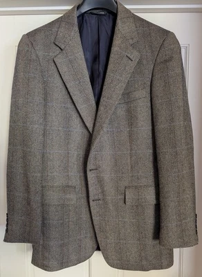 Casaco esportivo xadrez Aquascutum Herringbone blazer 100% cashmere vintage US40 - Imagem 1 de 4