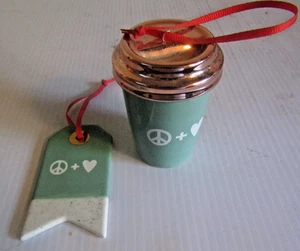 Starbucks Como Nuevo Corazón Verde Paz Amor Taza Adorno y Etiqueta de Regalo - Imagen 1 de 4