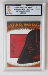 2005 TOPPS STAR WARS REVENGE OF THE SITH DARTH VADER 1/1 SKETCH CARD GRADED - Picture 1 of 8