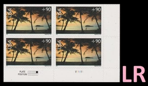 US C143 Airmail Hagåtña Bay Guam 90c plate block 4 LR MNH 2007 - Picture 1 of 1
