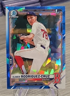 Elmer Rodriguez-Cruz 2021 Bowman Chrome Sapphire 1st Bowman #BDC-37 Red Sox - Image 1 of 3
