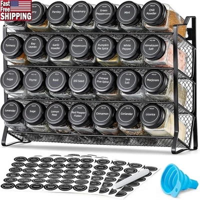 Estante para especias de 4 niveles con frascos de vidrio transparente y tapas de doble propósito cocina organizada nuevo Foto 1 de 4