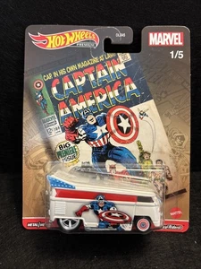 Hot Wheels Premium Marvel Series-Capt. America 1/5 VOLKSWAGEN T1 DRAG BUS - Picture 1 of 2