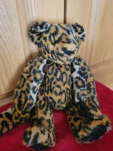 Vermont Teddy Bear Co Leopard Print Plush 1997 Jointed Bear 15” - Picture 1 of 5