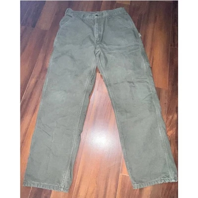 Carhartt B111-MOS Pants Men's 36x32 Moss Green Cotton Canvas Carpenter Lined - Image 1 of 4
