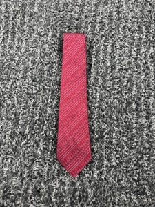 Corbata HERMES Para Hombre 100% Seda Rayas Rojas Patrón Geométrico Hecha en Francia - Imagen 1 de 7
