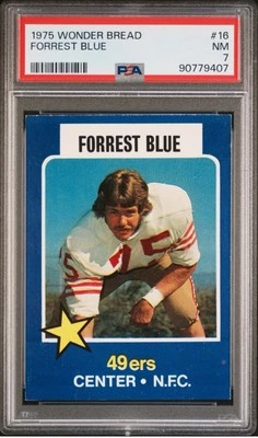 1975 Wonder Bread Forrest Blue #16 PSA 7 Near Mint San Francisco 49ers - Image 1 of 2