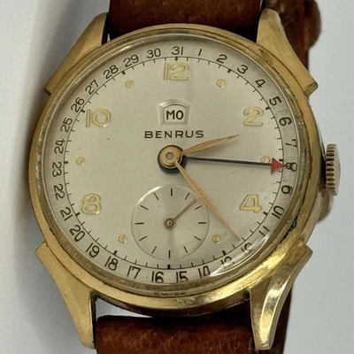 Benrus 10k R.G.P. vintage Reloj Calendario Mecánico 30mm - Caja y Papeles Foto 1 de 4