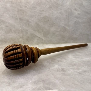 Vintage 2 RING Wooden Molinillo Whisk Stirrer Frother Mexican Hot Chocolate - Picture 1 of 11