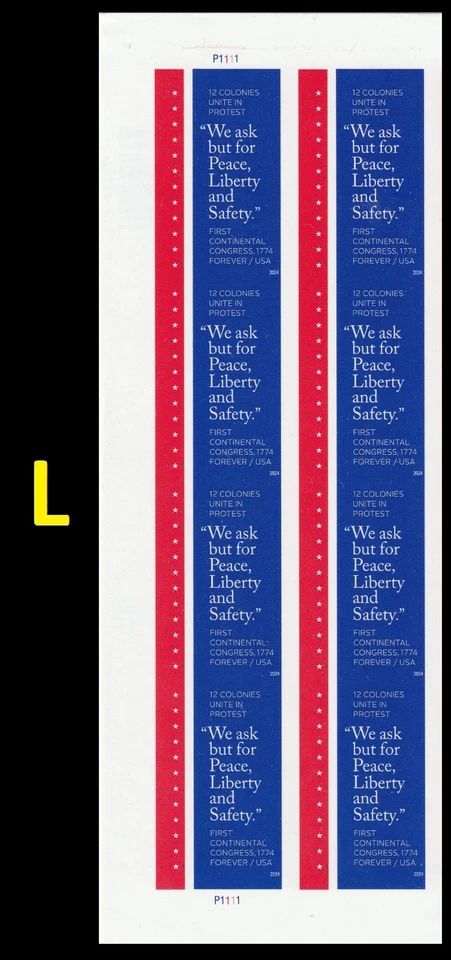 US 5939a First Continental Congress imperf NDC plate block 8 L MNH 2024 - Image 1 of 1