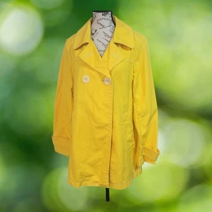 GAP Swing Jacket Pockets M Bright Yellow Long Sleeved Denim 100% Cotton Women's - Picture 1 of 11