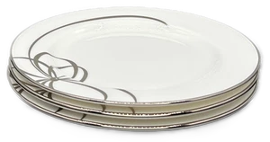Juego de 3 platos de pan y mantequilla de platino Kate Spade Belle Boulevard arco plateado EE. UU. - Imagen 1 de 4