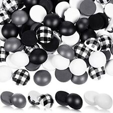 160 Pieces Valentine's Day Plaid Half Wood Balls Buffalo Wooden Half Beads Sp...