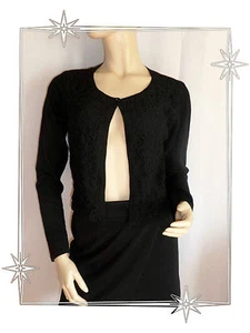 A - Magnifique Gilet Bolero Noir Habillé Dentelle 123 Taille 42 Neuf - Foto 1 di 6