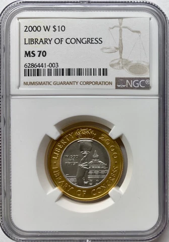 2000-W Congress Bi-Metallic $10 NGC MS-70 Cover