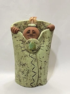 Lisa LaMonthe Pueblo Blanket People  Art Pottery Sculpture Taos New Mexico - Picture 1 of 6