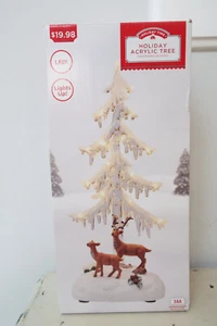 Holiday Time Christmas Acrylic Tree LED Lights Up Reindeer - Picture 1 of 8