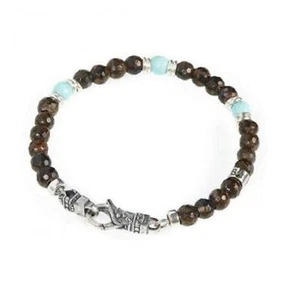 Unisex Armband GERBA MOSCH02 mit Natursteinen und Karabiner 925 Silber - Bild 1 von 2