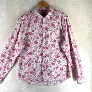 Sons Of Intrigue Men's Size L White Floral Flip Cuffs Casual Shirt - Picture 1 of 16