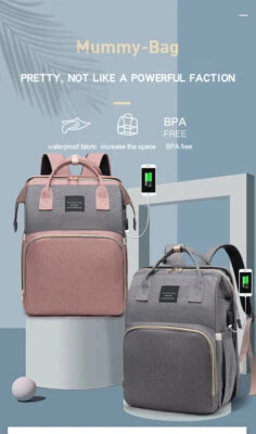 Mochila de pañales para mamá con cambiador portátil, bolsa de pañales para bebé Foto 1 de 4