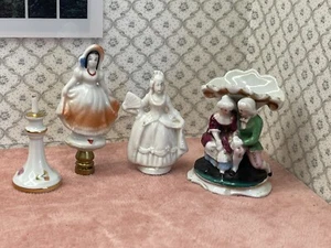 Miniature porcelain French vase, lamp finial, statue and Limoges candlestick  - Picture 1 of 12
