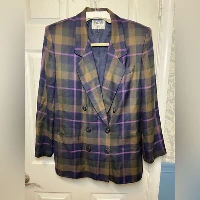 Vintage 90’ Kasper for A.S.L blazer plaid viscose size L/XL - Image 1 of 4
