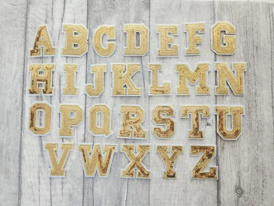 Gold sequin Letter patches, iron on letters, alphabet patch, sew on patches, 5cm - Image 1 of 4