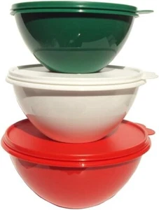 NEW Tupperware Wonderlier 3 pc bowl set, serve store Red White Green FrEeShIp