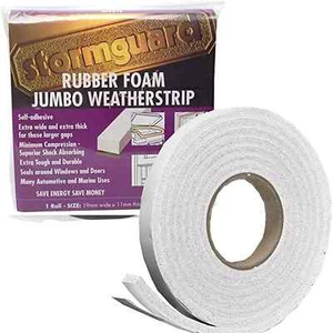 White Rubber Foam Jumbo Draught Excluder Self Adhesive Weatherstrip 3.05m - Picture 1 of 1