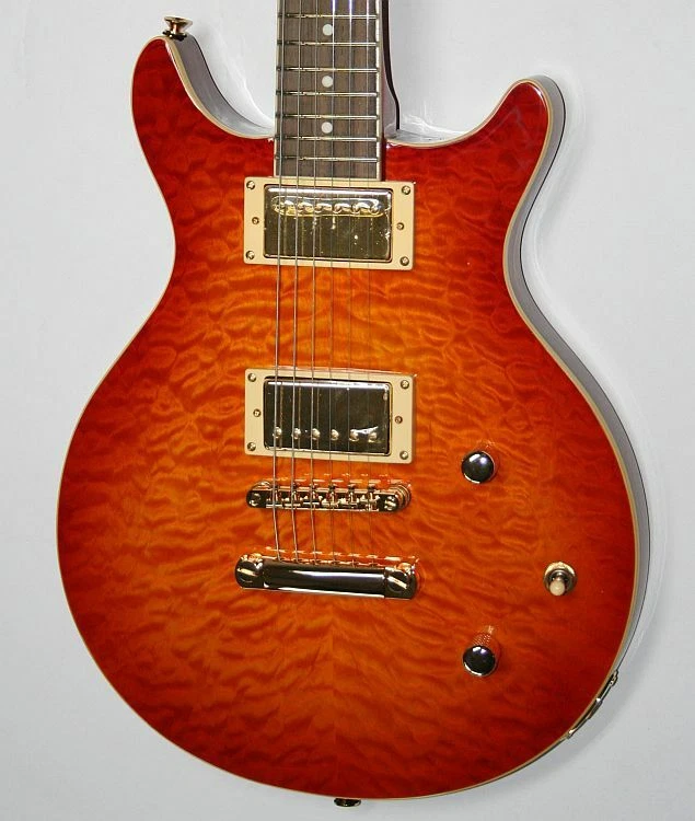 E-Gitarre WELLER Double Cut Quilted Maple Humbucker Grover Mahagoni G123 - Bild 1 von 4