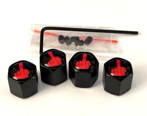 Tapas antipolvo para válvula de neumático dedo de bloqueo esmalte negro vendedor del Reino Unido se adapta a todos los coches - Imagen 1 de 6