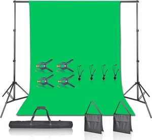Photo Video Studio Green Screen Backdrop Kit Includes Stand Background 7 x 10 ft - Picture 1 of 7