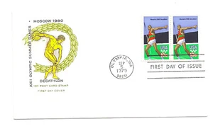 1790 10c Olympic Javelin, Farnam, HF, pair, FDC - Picture 1 of 1