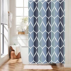 Blue Shower Curtain Modern Bathroom Shower Curtain Waterproof Fabric Machine ... - Picture 1 of 6