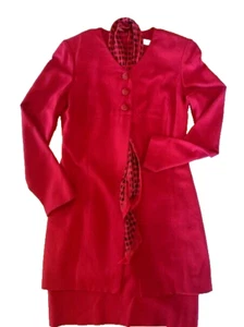 Vintage Depeche 2 Red Sheath Coat Dress Shoulder Pad USA DYNASTY Joan Collins - Picture 1 of 8