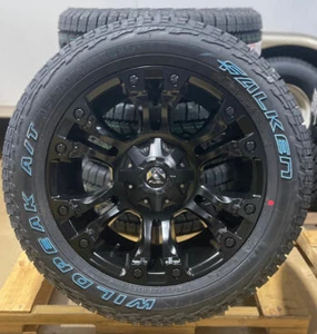 20x9 Fuel D560 Vapor Black Wheels 32 Falken AT Tires 6x5.5 GMC Sierra Yukon - Picture 1 of 6