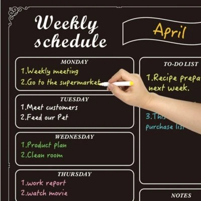 Weekly Schedule Plan Board Magnetic Refrigerator Chalkboard Meal Planner Sticker - Image 1 of 4